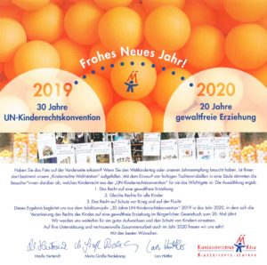 Neujahrskarte 2020 des Kinderschutzbundes Köln